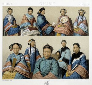 Verschiedene Frauentypen in China - in „Le costume historique“ von Racinet von Albert Charles August Racinet