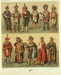 Illustration von nordamerikanischen Indianern aus Kansas und Nebraska, USA von Albert Charles August Racinet