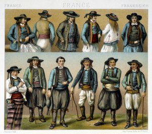 Männerkostüme des Finistère des 19. Jahrhunderts - in „Le costume ancien et historique“ von Racinet von Albert Charles August Racinet