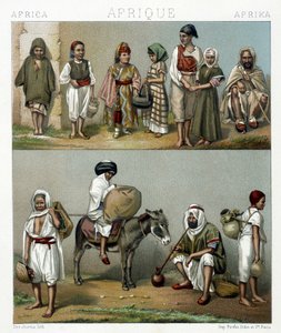 Volkskostüme aus Algerien und Tunesien. Illustration in „Le costume historique“ von Racinet von Albert Charles August Racinet