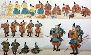 Samurai während der Kleidungszeremonie - in „Das historische Kostüm“ von Racinet