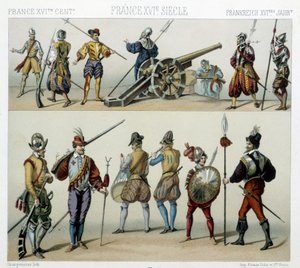 Krieger im 16. Jahrhundert - in „The historical costume“ von Racinet von Albert Charles August Racinet