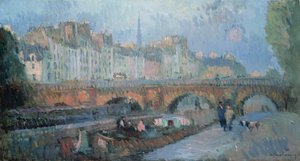 Die Pont Neuf und der Quai de la Monnaie, Paris von Albert Charles Lebourg