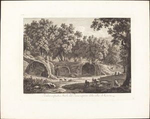 Ruinen in Tivoli vom unteren Stockwerk der Villa von Cassio von Albert Christoph Dies