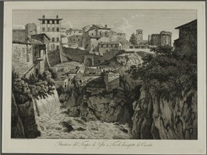 Szene des Tempels der Vesta in Tivoli mit Blick auf die Kaskaden von Albert Christoph Dies