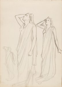 Aino Ackté als Alcestis, drei Skizzen von Albert Edelfelt