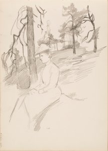 Landschaftsskizze, Frau im Vordergrund