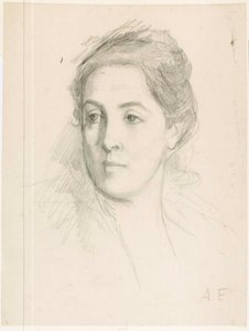 Porträtkopf der Frau des Künstlers, Studie für Gemälde von Albert Edelfelt