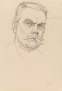 Selbstporträt mit einer Zigarre von Albert Edelfelt