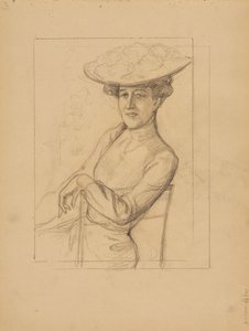 Sitzende Frau mit Hut von Albert Edelfelt