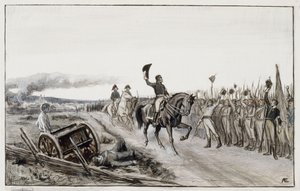 Von Döbeln grüßt seine Truppen aus dem Gedicht Nummer Fünfzehn Stolt (Originalzeichnung für die Geschichten von Fähnrich Stål) von Albert Edelfelt