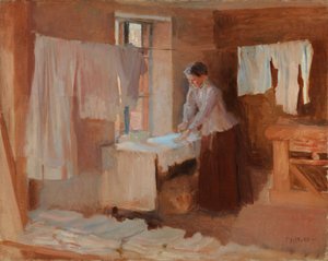 Frau beim Bügeln, Studie für die Wäscherinnen von Albert Edelfelt