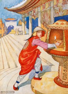 Aladdin stieg die Stufen hinauf und nahm die brennende Lampe aus der Nische