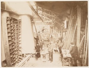 Männer bei der Arbeit während des Baus der Freiheitsstatue, Paris von Albert Fernique