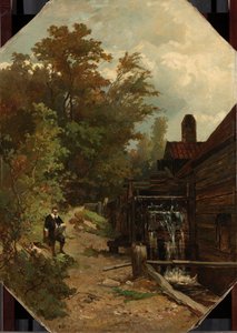 Jacob van Ruisdael skizziert eine Wassermühle