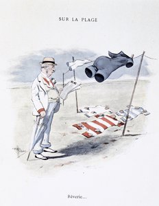 Karikatur über Freizeit am Strand in „Etoile de mer“ von Guillaume, 1900