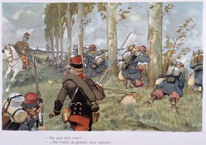 Während der Aktion - in „Militäralbum“ von Albert Guillaume (1873-1942), ca. 1900 von Albert Guillaume