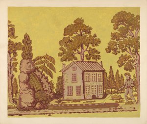 Tapete als Bandbox-Abdeckung verwendet, ca. 1937 von Albert J. Levone
