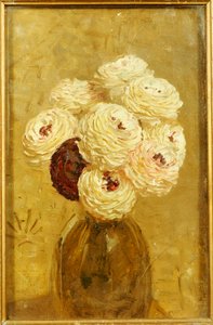Eine Vase mit Dahlien