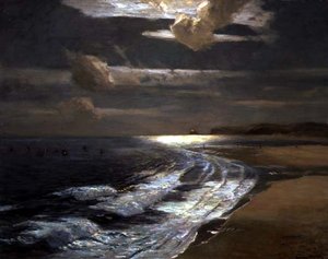 Silbernes Mondlicht, St. Ives Bay von Albert Julius Olsson
