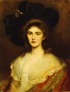 Porträt einer eleganten Dame mit schwarzem Hut