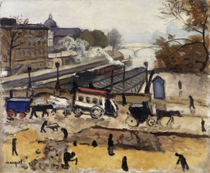 Paris, die Neue Brücke, Arbeit von Albert Marquet
