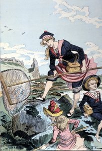 Fischen nach Flusskrebsen am Meer von Albert Robida