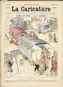 Illustration von Albert Robida (1848-1926) für das Titelblatt von La Caricature (1880) von Albert Robida