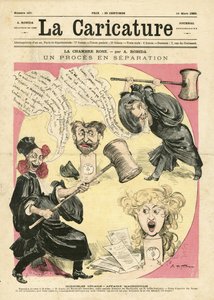 Illustration von Albert Robida (1848-1926) für das Titelblatt von La Caricature (1880) von Albert Robida
