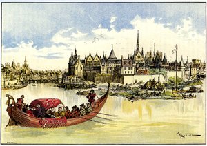 König Heinrich III. legt den Grundstein der Pont Neuf über die Seine in Paris, 31. Mai