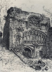 Der Brunnen der Karmeliten in Morlaix - La vieille France - La Bretagne - Text, Zeichnungen und Lithographien von Albert Robida (1848-1926) undatiert Ende des 19. Jahrhunderts von Albert Robida
