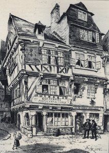 La venelle aux pastes in Morlaix - La vieille France - La Bretagne - Text, Zeichnungen und Lithografien von Albert Robida (1848-1926) undatiert, spätes 19. Jahrhundert von Albert Robida