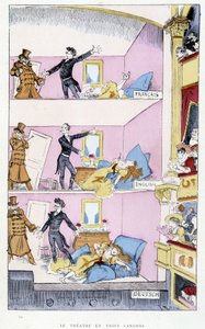 Das Theater in drei Sprachen - in „Das 20. Jahrhundert“ von Robida von Albert Robida