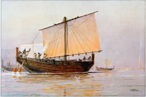 Phönizisches Handelsschiff kommt in Pharos an von Albert Sébille