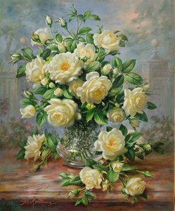 Prinzessin Diana Rosen in einer geschliffenen Glasvase von Albert Williams