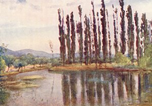 In der Nähe des Tempels von Clitumnus (Farblithografie)
