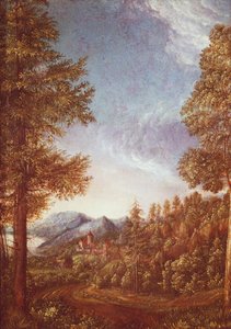 Donau-Landschaft mit Schloss Worth, ca. 1522-25 (Pergament auf Buche)