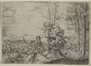 Landschaft mit zwei Kiefern