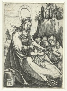 Maria mit dem Christuskind und zwei Jungen