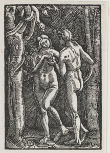 Der Fall und die Erlösung des Menschen: Adam und Eva essen die verbotene Frucht von Albrecht Altdorfer