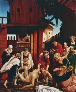 Die Entdeckung des Körpers des Heiligen in der Cloaca Maxima, vom St. Sebastian Altar von Albrecht Altdorfer