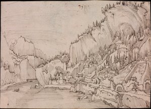 Ansicht von Sarmingstein an der Donau (Österreich) - Zeichnung von Albrecht Altdorfer (um 1480-1538)