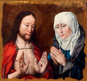 Christus zeigt seiner Mutter die Nagelwunden in seinen Händen, ca. 1490