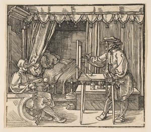 Künstler beim Zeichnen des Porträts eines Mannes von Albrecht Dürer
