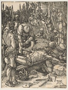 Christus ans Kreuz genagelt (aus Die Kleine Passion, ca. 1509) von Albrecht Dürer