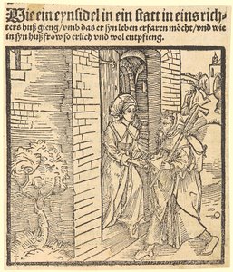 Die Frau des Schultheissen empfängt den Einsiedler von Albrecht Dürer
