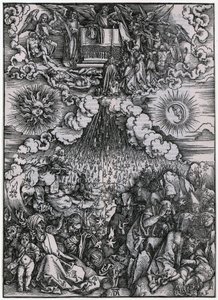 Eröffnung des fünften und sechsten Siegels, IV. Figur, Blatt 6 der Folge "Die Apokalypse" von Albrecht Dürer