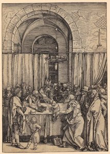 Joachims Opfer wird vom Hohenpriester zurückgewiesen, Blatt 2 der Folge "Das Marienleben" von Albrecht Dürer
