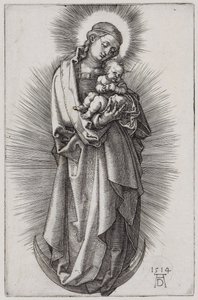 Jungfrau mit dem Haarband im Strahlenkranz auf der Mondsichel von Albrecht Dürer