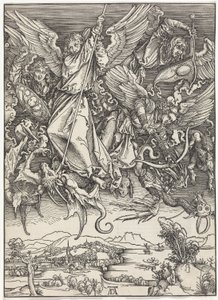 Michael im Kampf mit dem Drachen (Die Apokalypse) von Albrecht Dürer
